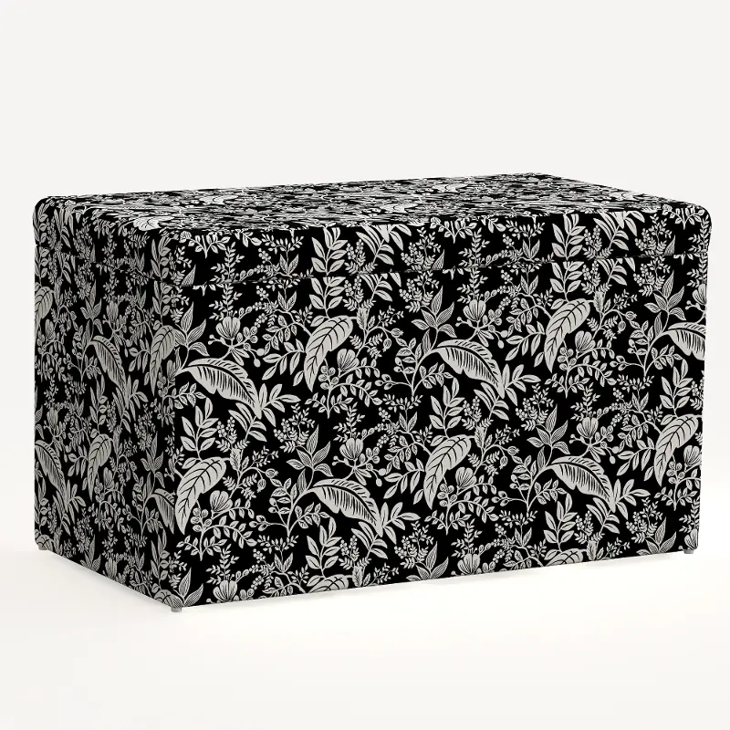 4325STRPCCNBLCRMLCB Rifle Paper Co. Willie Canopy Black & Cream Storage Bench