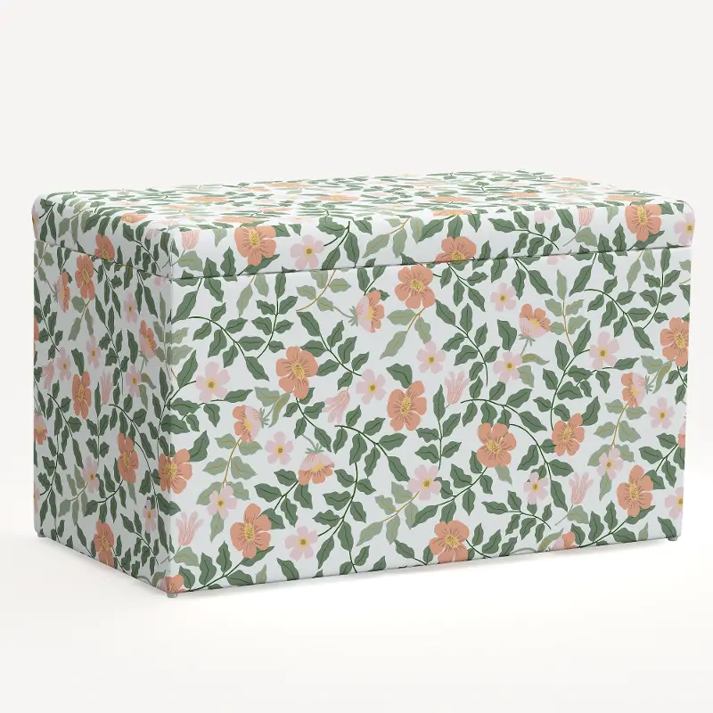 4325STRPCPRBLSCRMLCB Rifle Paper Co. Willie Primrose Blush & Cream Storage Bench