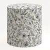 90-2RPCAVBLKCRMLCB Rifle Paper Co. Billie Aviary Cream & Black Round Ottoman