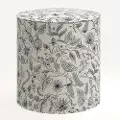 90-2RPCAVBLKCRMLCB Rifle Paper Co. Billie Aviary Cream & Black Round Ottoman