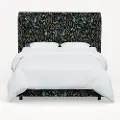 972BEDRPCMNBLKLCB Rifle Paper Co Hawthorne Menagerie Black Queen Wingback Bed