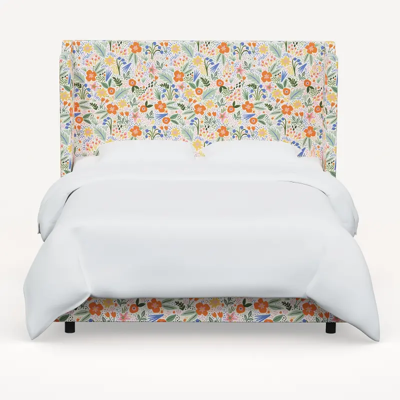 973BEDRPCMRMLTLCB Rifle Paper Co Hawthorne Multicolor Floral King Wingback Bed