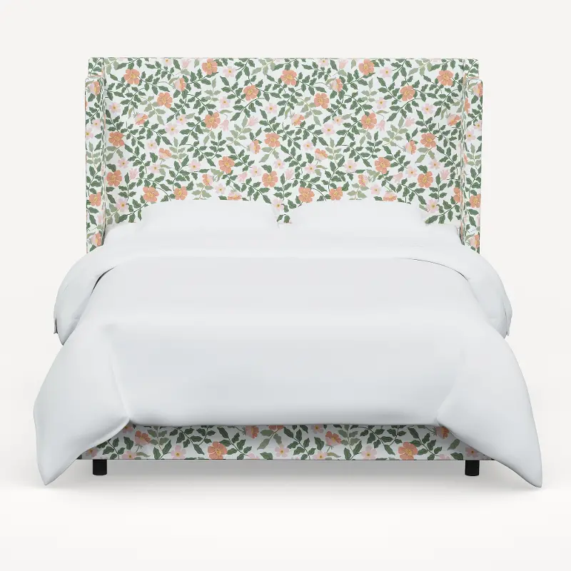 970BEDRPCPRBLSCRMLCB Rifle Paper Co Hawthorne Primrose Blush & Cream Twin Wingback Bed