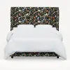 970BEDRPCSTFLBLKLCB Rifle Paper Co Hawthorne Black Strawberry Fields Twin Wingback Bed