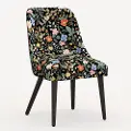 84-6RPCSTFLBLKLCB Rifle Paper Co. Clare Black Strawberry Fields Dining Chair