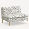 3206NATRPCAVBLKCRMLCB Rifle Paper Co. Louie Cream & Black Armless Loveseat