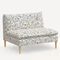 3206NATRPCAVBLKCRMLCB Rifle Paper Co. Louie Cream & Black Armless Loveseat