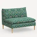 3206NATRPCBREMRLCB Rifle Paper Co. Louie Emerald Green Armless Loveseat