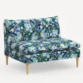 3206NATRPCGRPRBLULCB Rifle Paper Co. Louie Garden Party Blue Armless Loveseat