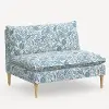 3206NATRPCPMBLULCB Rifle Paper Co. Louie Blue Pomegranate Armless Loveseat