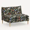 3206NATRPCSTFLBLKLCB Rifle Paper Co. Louie Black Strawberry Fields Armless Loveseat