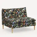 3206NATRPCSTFLBLKLCB Rifle Paper Co. Louie Black Strawberry Fields Armless Loveseat