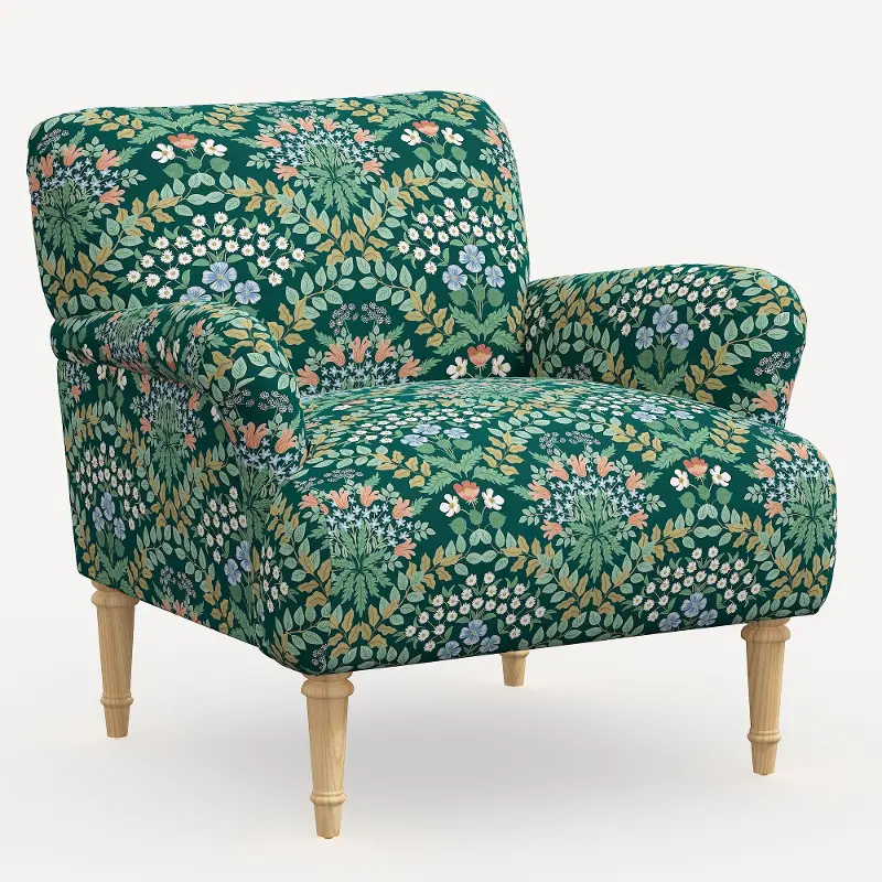 9405NATRPCBREMRLCB Rifle Paper Co. Bristol Bramble Emerald Accent Chair