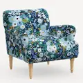 9405NATRPCGRPRBLULCB Rifle Paper Co. Bristol Garden Party Blue Accent Chair