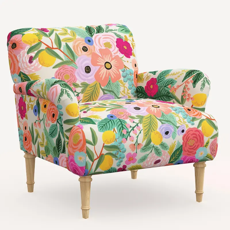 9405NATRPCGRPRTLCB Rifle Paper Co. Bristol Garden Party Pink Accent Chair