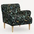 9405NATRPCMNBLKLCB Rifle Paper Co. Bristol Menagerie Black Accent Chair
