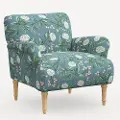 9405NATRPCPNEMRLCB Rifle Paper Co. Bristol Emerald Peonies Accent Chair