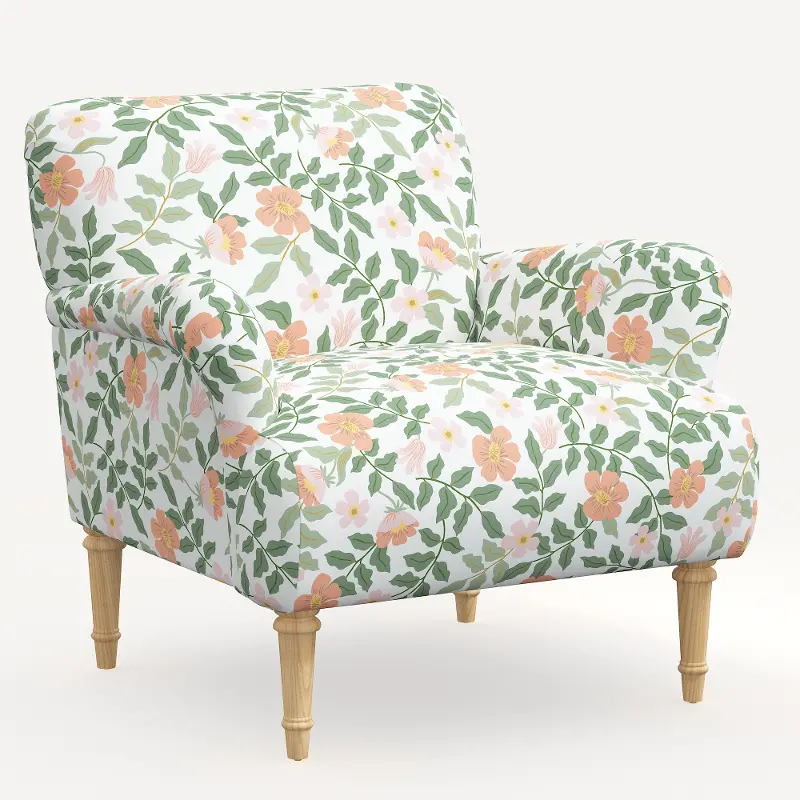 9405NATRPCPRBLSCRMLCB Rifle Paper Co. Bristol Primrose Blush Accent Chair
