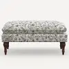 2425RPCAVBLKCRMLCB Rifle Paper Co. Flora Aviary Cream & Black Pillowtop Bench