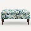 2425RPCPCBLWHLCB Rifle Paper Co. Flora Blue Peacock Pillowtop Bench