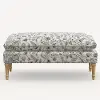 5425NATRPCAVBLKCRMLCB Rifle Paper Co. Flora Aviary Cream & Black Pillowtop Bench