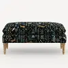 5425NATRPCMNBLKLCB Rifle Paper Co. Flora Menagerie Black Pillowtop Bench