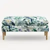 5425NATRPCPCBLWHLCB Rifle Paper Co. Flora Blue Peacock Pillowtop Bench