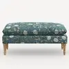5425NATRPCPNEMRLCB Rifle Paper Co. Flora Emeral Peonies Pillowtop Bench