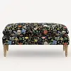 5425NATRPCSTFLBLKLCB Rifle Paper Co. Flora Black Strawberry Fields Pillowtop Bench
