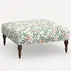 455CFRPCPRBLSCRMLCB Rifle Paper Co. Greenwich Primrose Blush Ottoman with Espresso Legs