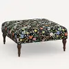 455CFRPCSTFLBLKLCB Rifle Paper Co. Greenwich Black Strawberry Fields Ottoman with Espresso Legs
