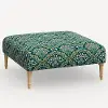 455FCNATRPCBREMRLCB Rifle Paper Co. Greenwich Bramble Emerald Ottoman with Natural Legs