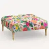 455FCNATRPCGRPRTLCB Rifle Paper Co. Greenwich Garden Party Pink Ottoman with Natural Legs