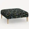 455FCNATRPCMNBLKLCB Rifle Paper Co. Greenwich Menagerie Black Ottoman with Natural Legs