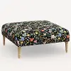455FCNATRPCSTFLBLKLCB Rifle Paper Co. Greenwich Strawberry Fields Black Ottoman with Natural Legs