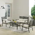 KO70285MB-CR Alistair 4 pc Cream and Metal Patio Conversation Set