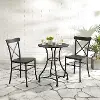 KO70305MB Astrid 3 pc Black Metal Patio Bistro Set