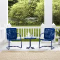 KO10019NV Bates 3 pc Navy Gloss Metal Patio Bistro Set