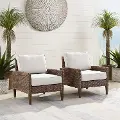 CO7168-BR Capella Brown Wicker Patio Armchairs, Set of 2