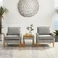 KO70195GY-AC Capella 3 pc Gray Wicker Patio Armchair Set