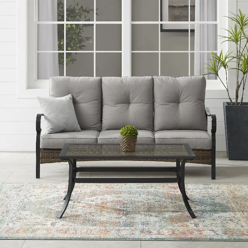 KO70350MB-TE Dahlia Metal and Wicker Patio Sofa and Table Set