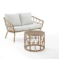 CO7371NA-CR Juniper Outdoor Wicker Loveseat and Coffee Table