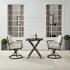 KO60040BZ-OL Kaplan 3 Piece Oatmeal Outdoor Metal Bistro Set with Swivel Chairs