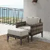 KO70258BR-TE Prescott Taupe Outdoor Wicker Chair & Ottoman Set