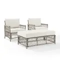 KO70437DW-CR Thatcher 3 Piece Outdoor Wicker Armchair and Ottoman Set