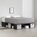 15521 Flexible Gray Oak Queen Platform Bed with Storage and Baskets
