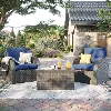 Brisbane Navy Blue Outdoor Wicker Table and Chairs Set
