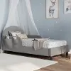 Little Seeds Velvet Gray Upholstered Toddler Bed