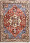 Percy 5 x 8 Blue and Rust Washable Area Rug