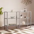 CM0771 Jaymes Silver Metal & Glass Console Table